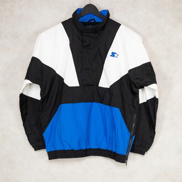 Starter Half-Zip Pullover Windbreaker Jacket Blue/White/Black Size L - Picture 1 of 6